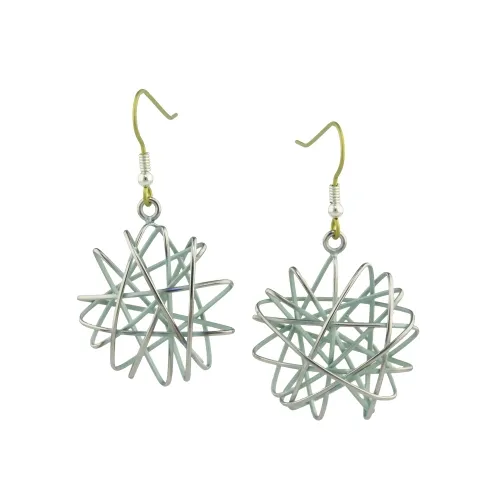 Round Cage Chaos Light Green Drop & Dangle Earrings